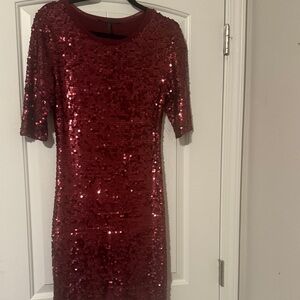 BCBG Elegant Sequin Dress in Red
